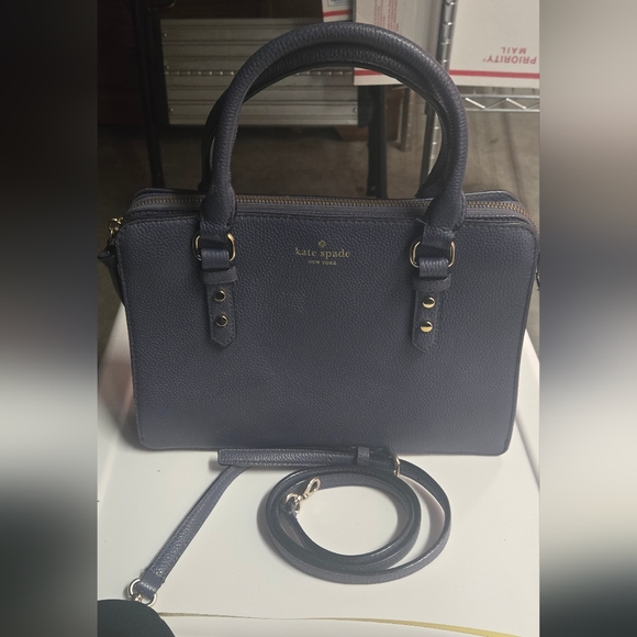 kate spade Handbags - Vintage Kate Spade Navy Satchel with Gold Accents